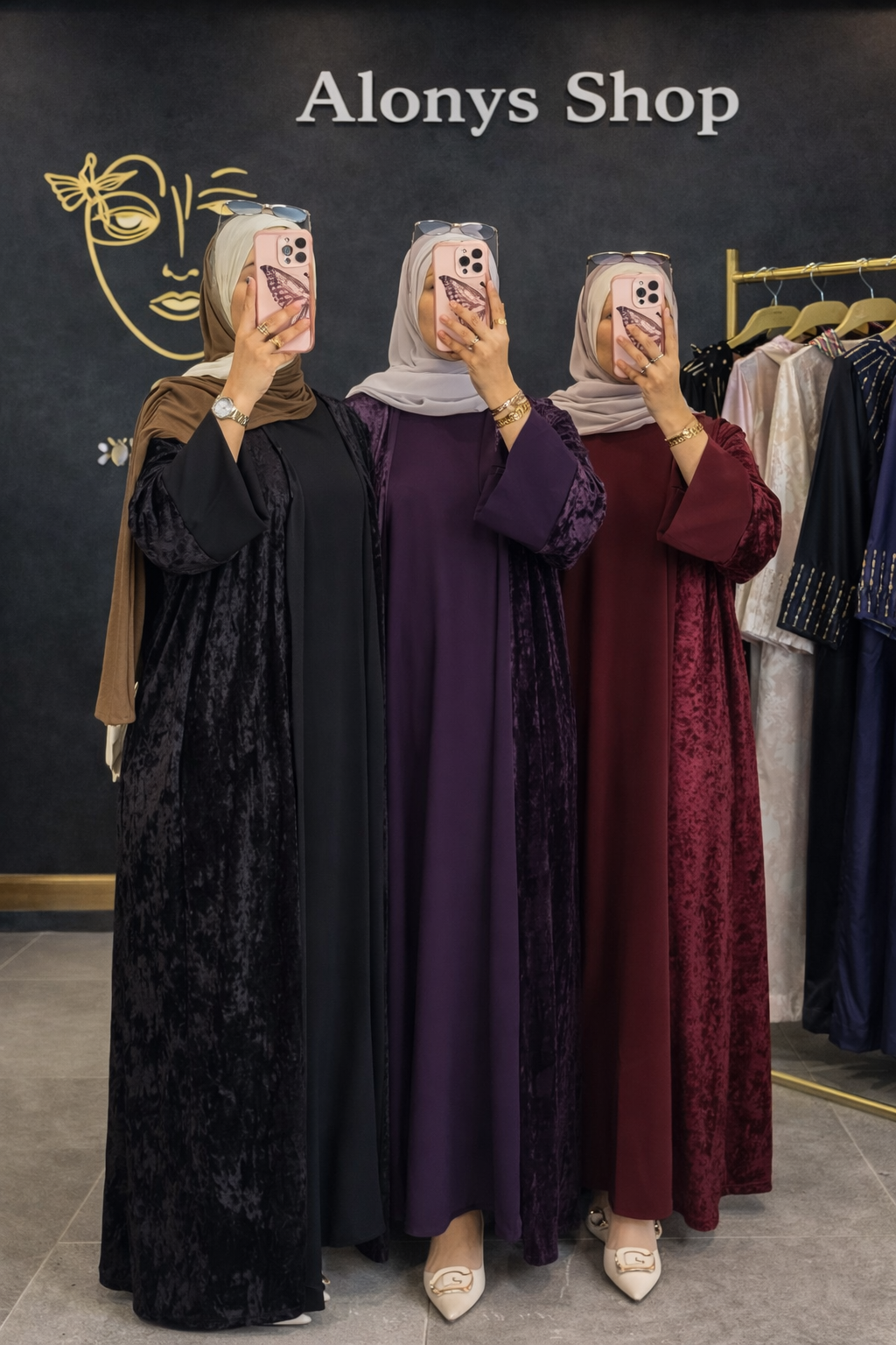 Abaya 2 piezas terciopelo