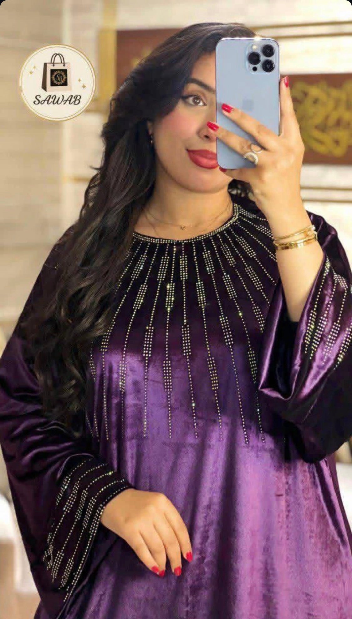 Abaya terciopelo y piedras