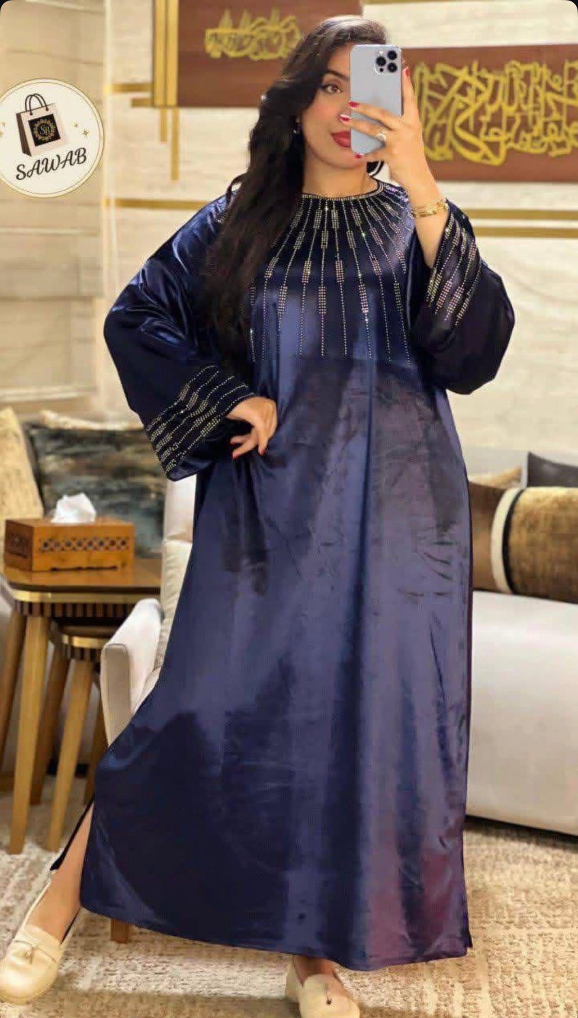 Abaya terciopelo y piedras