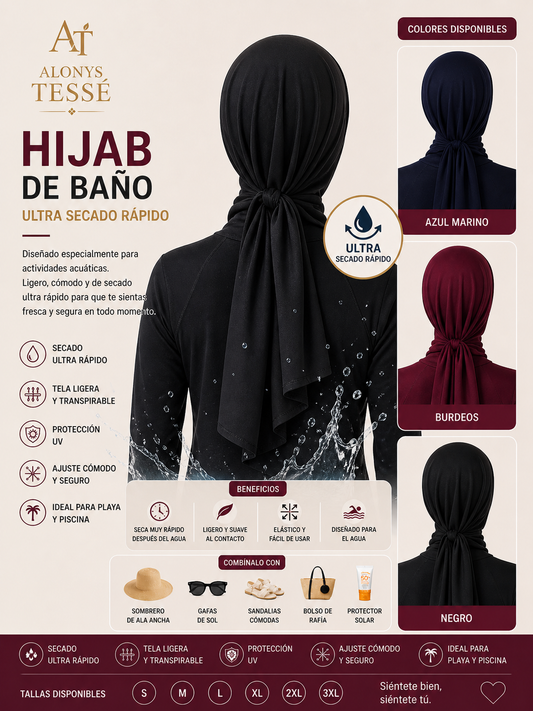 Hijab de baño ultra secado rápido