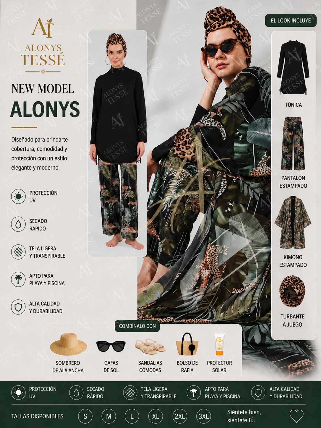 Burkini TESSE African Style -modelo África 6 piezas BY Alonys