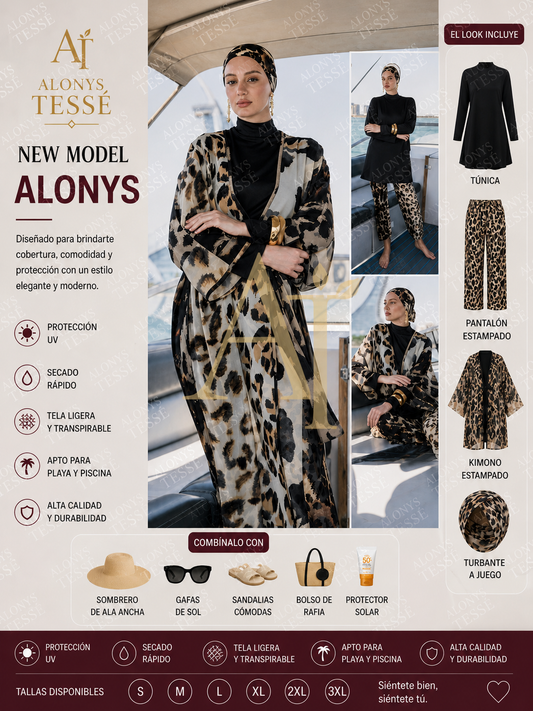 Maxi Burkini  Tesse By Alonys edicion limitada animal print 2026 mod Noir
