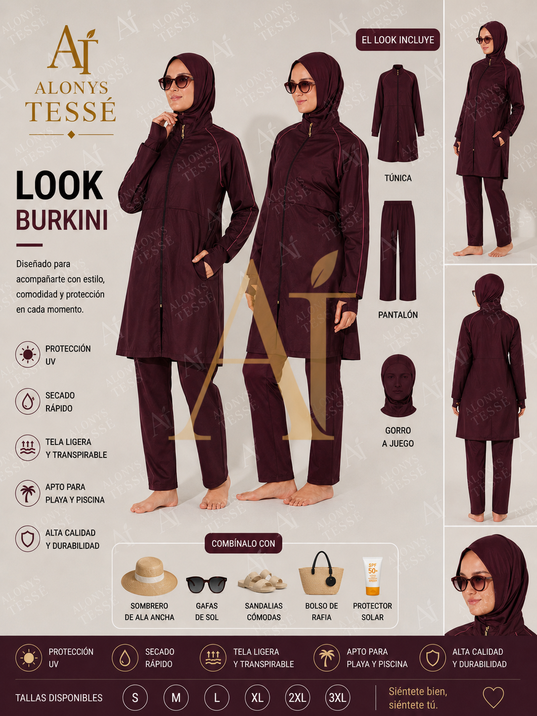 🍷 Burkini Essential Plum – Alonys Tessé