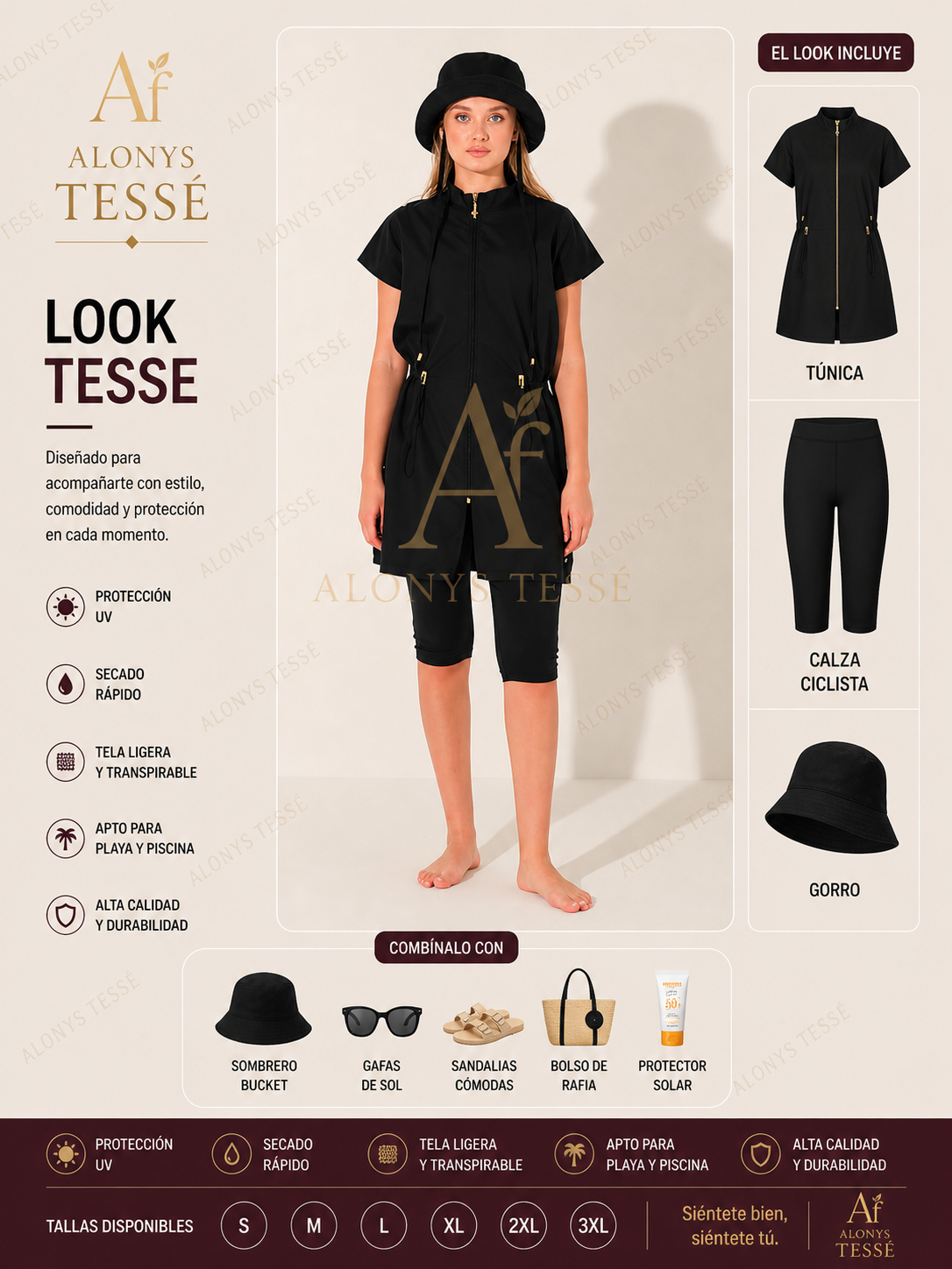 Burkini TESSE by Alonys Corto ( incluido gorro)
