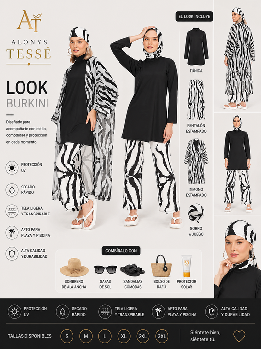 Burkini Tesse modelo cebra animal print 🦓