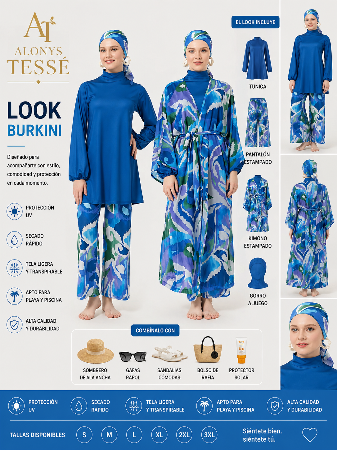 Burkini Tesse 4 piezas  ocean Flow🌊