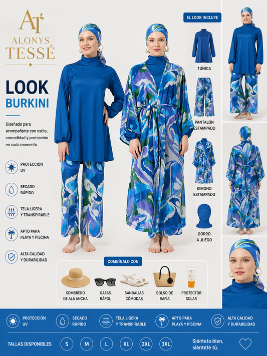 Burkini Tesse 4 piezas  ocean Flow🌊